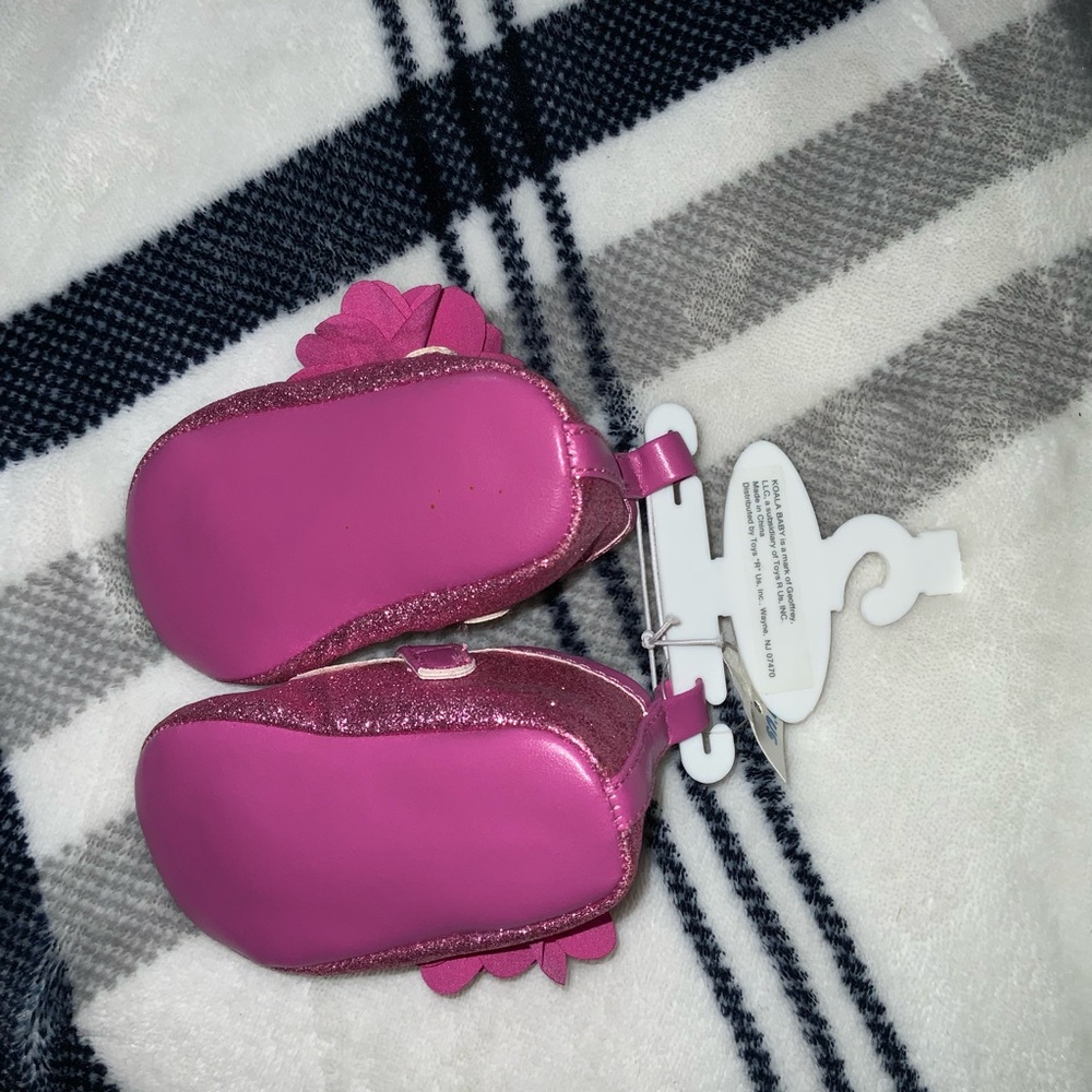 Pink Baby Shoes with Glitter Accents